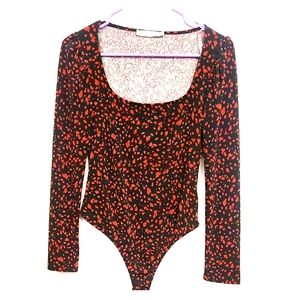 Lush red and black print Bodysuit BRAND NEW M